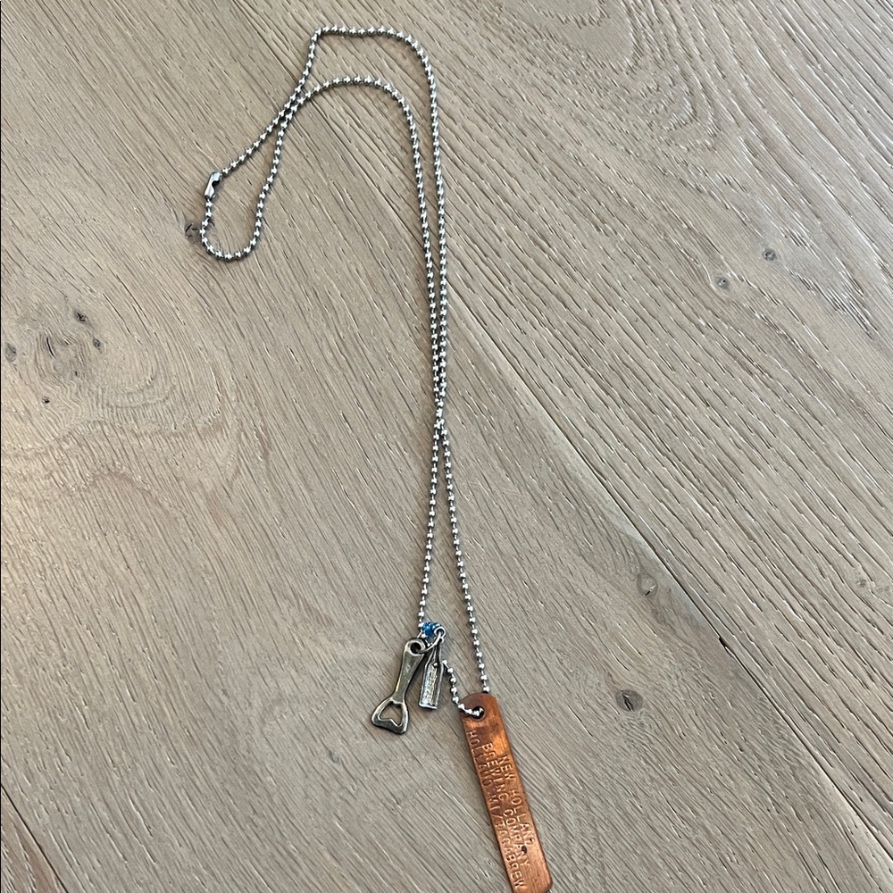 Silver Chain Necklace with Gold Bar Pendant